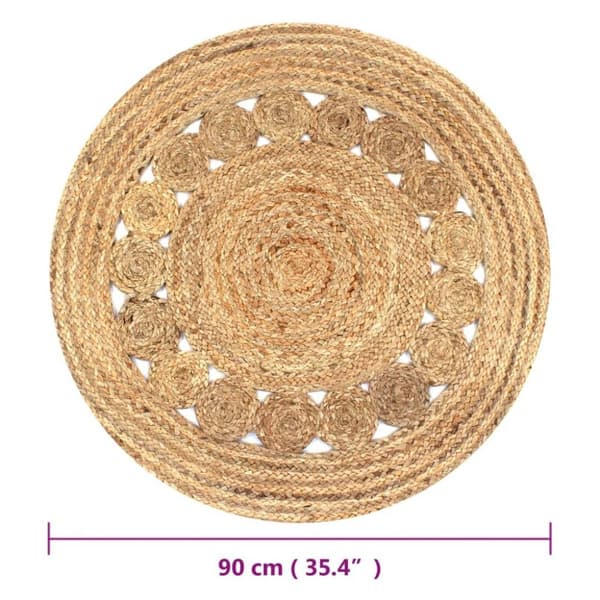 vidaXL tæppe flettet design jute 90 cm rund
