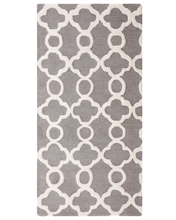 Matto vaaleanharmaa 150 x 80 cm villa puuvilla käsintehty trellis-kuvio suorakulmio
