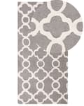 Pikkukuva 1 / 6: Matto vaaleanharmaa 150 x 80 cm villa puuvilla käsintehty trellis-kuvio suorakulmio