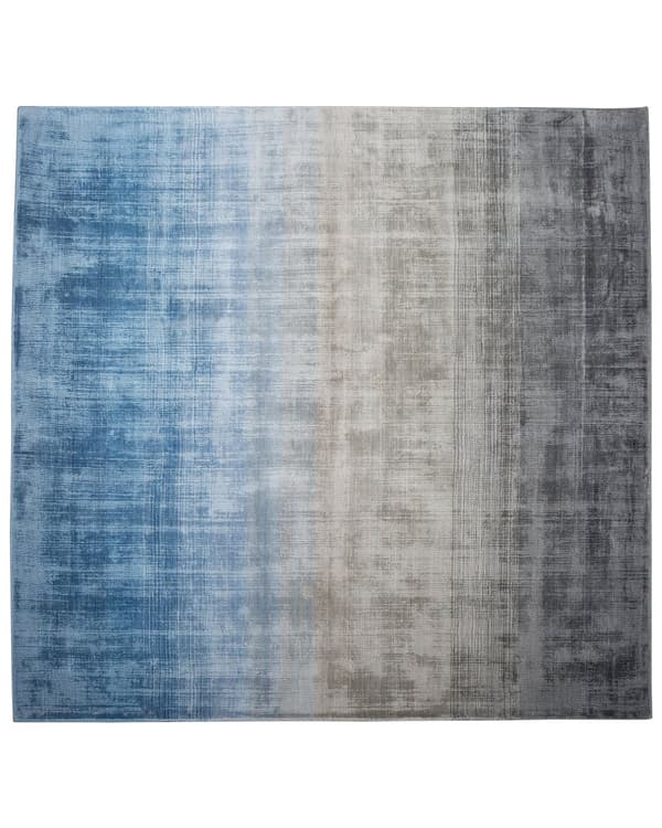 Matta Grå med Blå 200 x 200 cm Ombre Effekt Viskos Modern Vardagsrum