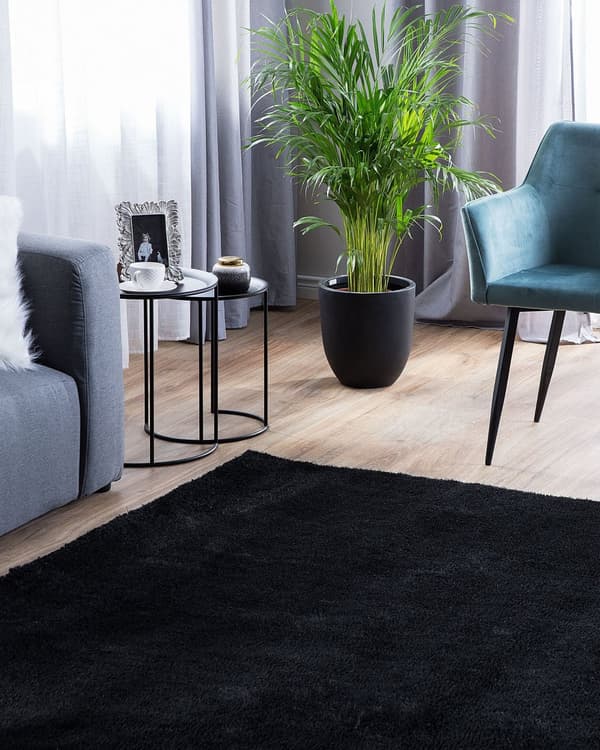 Matto musta 200 x 200 cm polyesteri neliö puuvilla tuftattu pehmeä