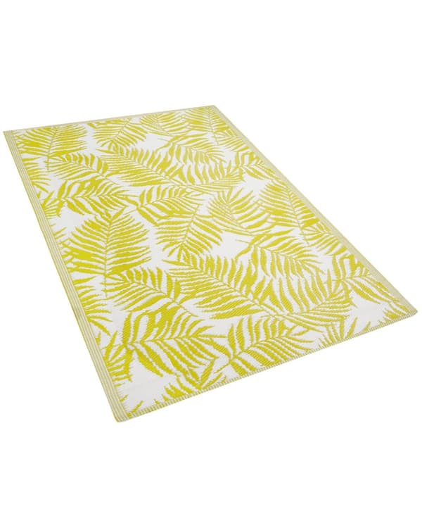 Ulkomatto keltainen 120 x 180 cm polypropeeni palmunlehti suorakulmio kaksipuolinen