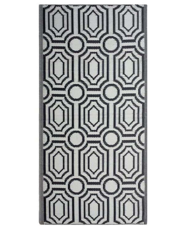 Ulkomatto musta 90 x 180 cm polypropeeni geometrinen suorakulmio kaksipuolinen