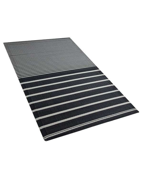 Ulkomatto musta 90 x 180 cm polypropeeni raidallinen suorakulmio kaksipuolinen