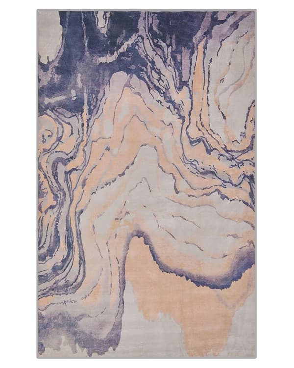 Matto beige sininen 140 x 200 cm polyesteri lyhyt nukka abstrakti kuvio suorakulmio moderni