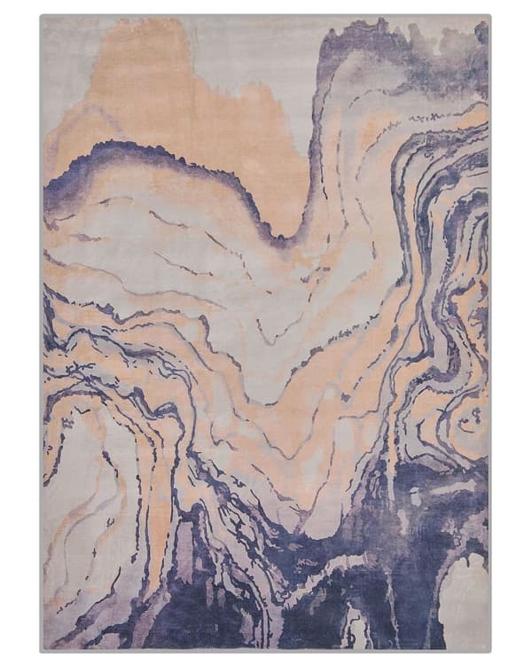 Matto beige sininen 160 x 230 cm polyesteri lyhyt nukka abstrakti kuvio suorakulmio moderni
