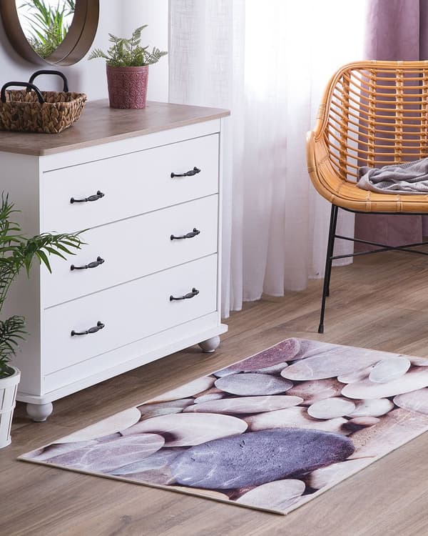 Matto monivärinen polyesteri 80 x 150 cm liukumaton abstrakti kivikuvio moderni