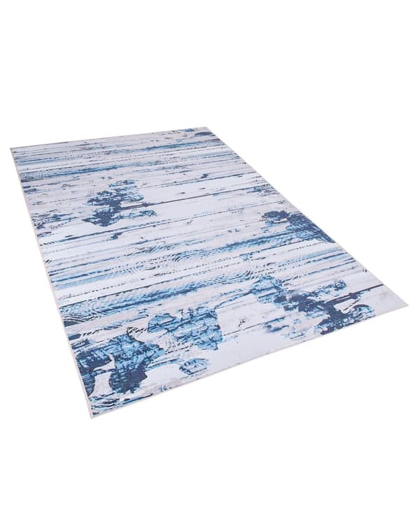 Matto beige sininen 160 x 230 cm polyesteri raidallinen liukumaton suorakulmio moderni