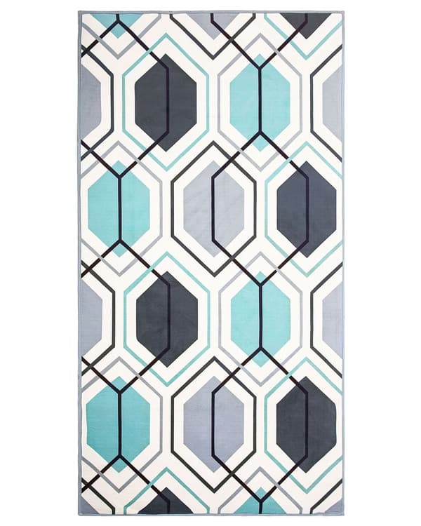 Matto monivärinen polyesteri 80 x 150 cm geometrinen kuvio liukumaton suorakulmio retro