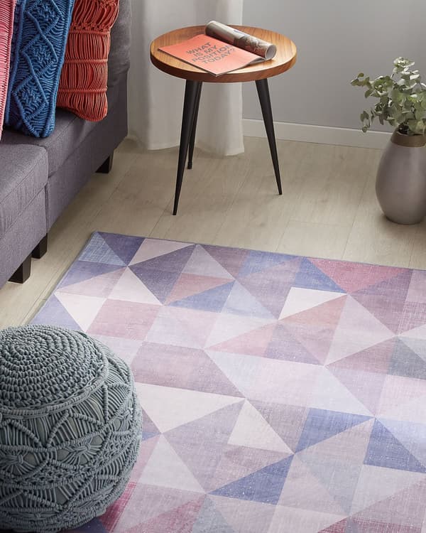 Matto monivärinen polyesteri 140 x 200 cm liukumaton geometrinen kuvio moderni retro