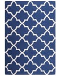 Miniatyrbild 4 av 6: Matta Blå Ull 160 x 230 cm Spalje Quatrefoil Mönster Handtuftad Orientalisk Marockansk Klöver