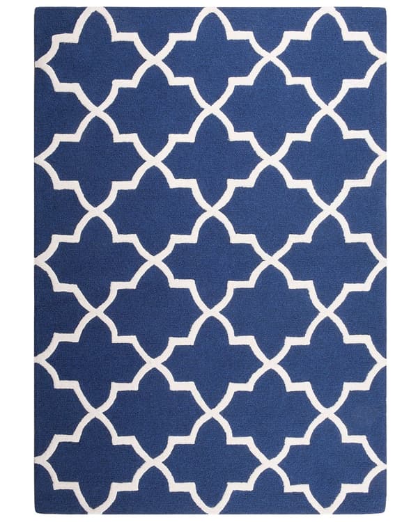 Matta Blå Ull 160 x 230 cm Spalje Quatrefoil Mönster Handtuftad Orientalisk Marockansk Klöver