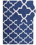 Miniatyrbild 1 av 6: Matta Blå Ull 160 x 230 cm Spalje Quatrefoil Mönster Handtuftad Orientalisk Marockansk Klöver