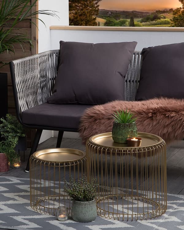Utomhus Inomhus Matta 90 x 180 cm av Syntetiskt Material med Geometriskt Mönster i Grå Färg Miljövänligt i Modern Stil