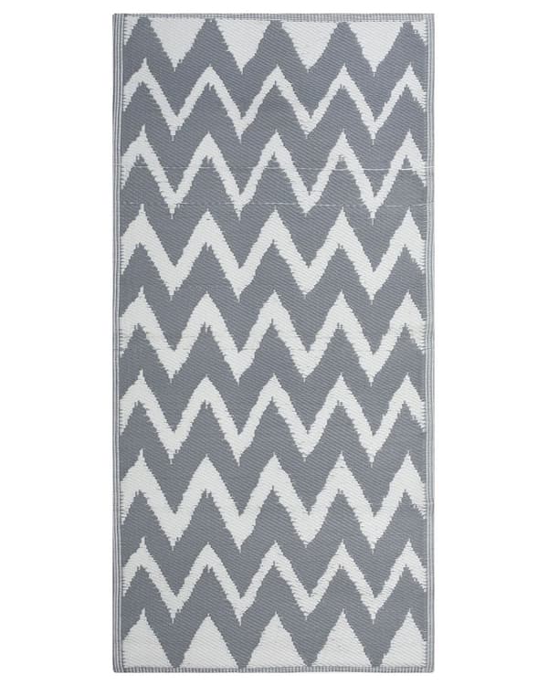 Utomhus Inomhus Matta 90 x 180 cm av Syntetiskt Material med Geometriskt Mönster i Grå Färg Miljövänligt i Modern Stil