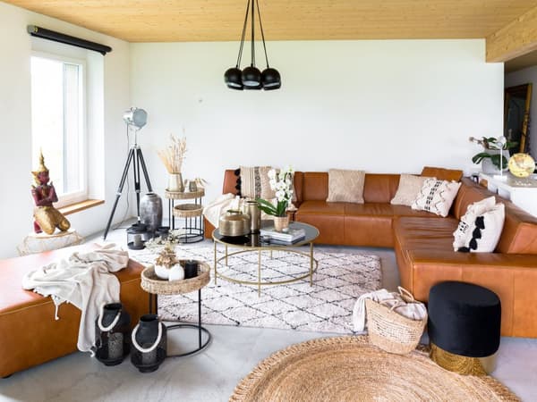 Trasmatta Beige med Svart 160 x 230cm Geometriskt Mönster Modern