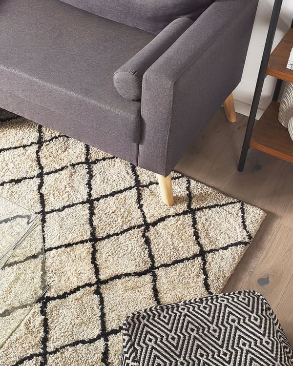 Trasmatta Beige med Svart 160 x 230cm Geometriskt Mönster Modern