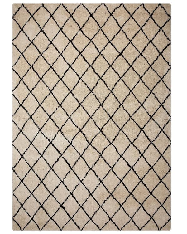 Trasmatta Beige med Svart 160 x 230cm Geometriskt Mönster Modern
