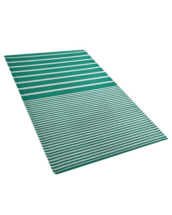 Utomhusmatta Inomhus Grön av Syntetiskt Material 90 x 180 cm med Randigt Geometriskt Mönster Miljövänligt i Modern och Minimalistisk Stil