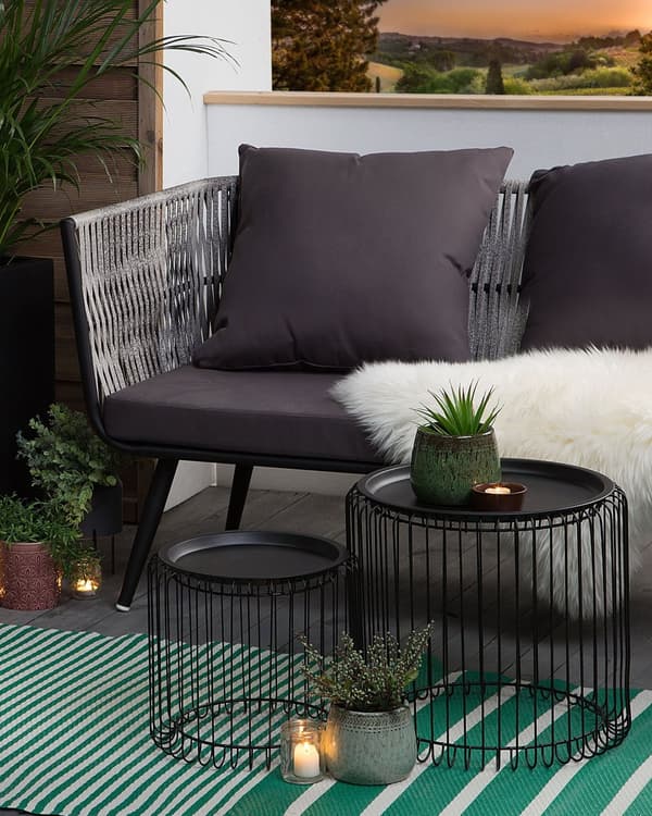 Utomhusmatta Inomhus Grön av Syntetiskt Material 90 x 180 cm med Randigt Geometriskt Mönster Miljövänligt i Modern och Minimalistisk Stil