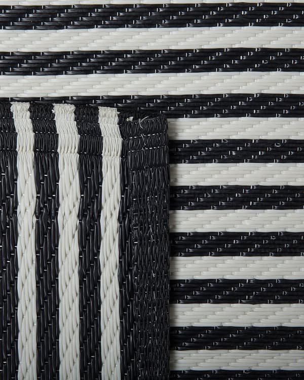 Utomhusmatta Inomhus Svart av Syntetiskt Material 90 x 180 cm med Randigt Geometriskt Mönster Miljövänligt i Modern och Minimalistisk Stil