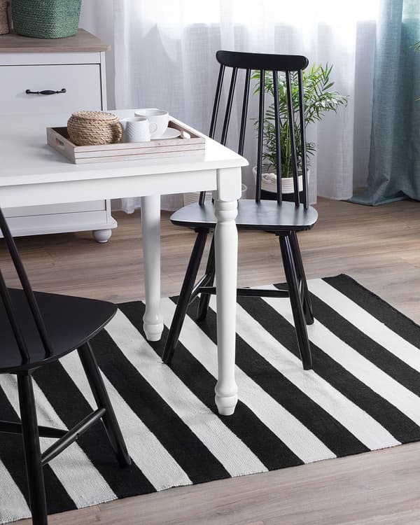 Utomhus Inomhus Matta 160 x 230 cm i Svart och Vit Tyg i Modern Stil