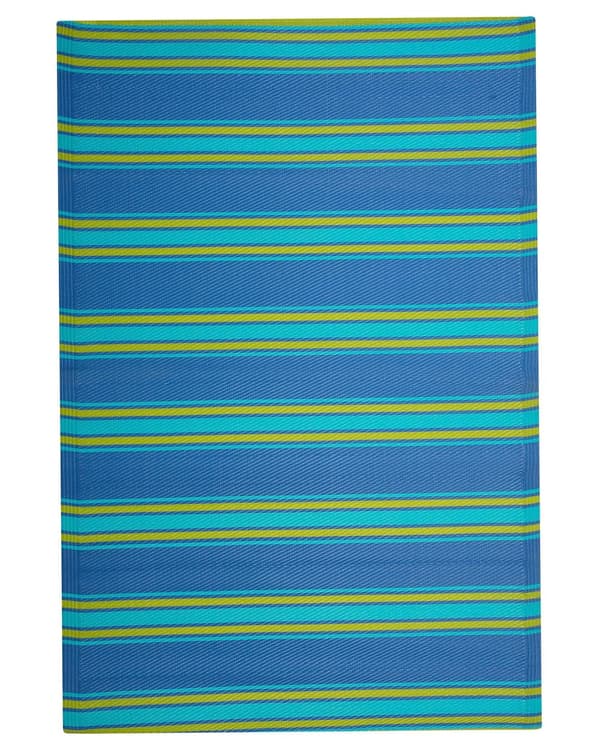 Utomhus Inomhus Matta 120 x 180 cm Syntetiskt Material Randigt med Geometriskt Mönster i Blå Färg Miljövänligt i Modern och Minimalistisk Stil