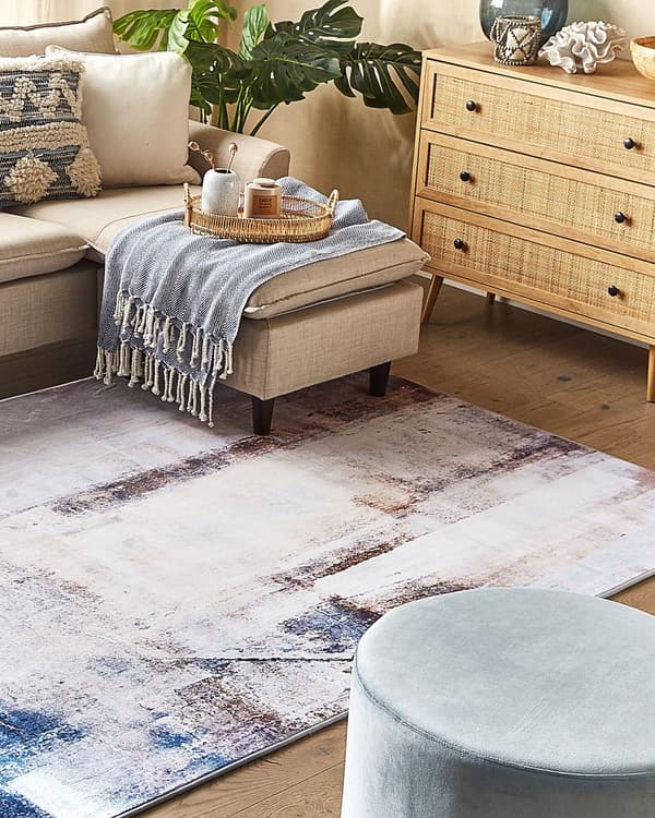 Matta Beige Flerfärgad 140 x 200 cm 3D Tryck Kort lugg Modern
