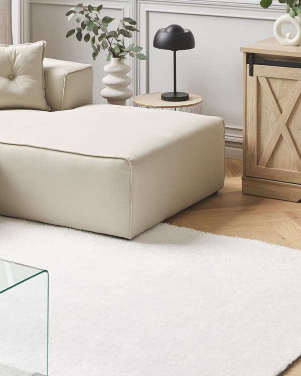 Shaggy Matta Vit 200 x 200 cm Modern Hög lugg Tuftad Rektangulär matta