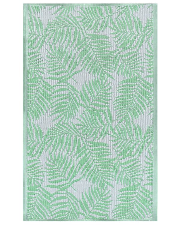 Utomhus Inomhus Matta 120 x 180 cm Vändbar med Palmbladmönster i Ljusgrön Färg