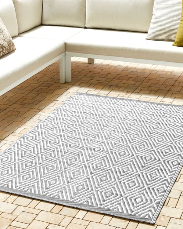 Utomhus Matta 120 x 180 cm med Geometriskt Mönster i Grå Färg