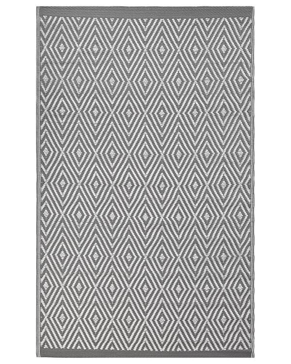 Utomhus Matta 120 x 180 cm med Geometriskt Mönster i Grå Färg