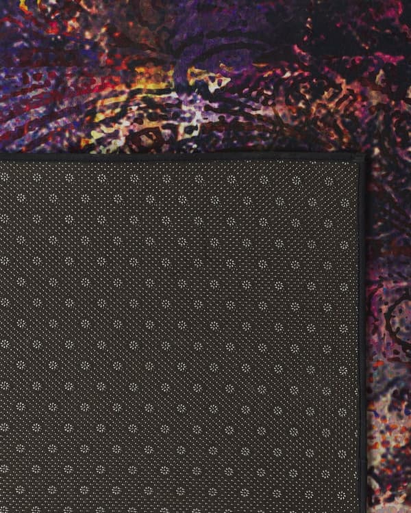 Matta Flerfärgad Polyestertyg Blommig Paisley Abstrakt Mönster Gummibelagd Botton 140 x 200 cm