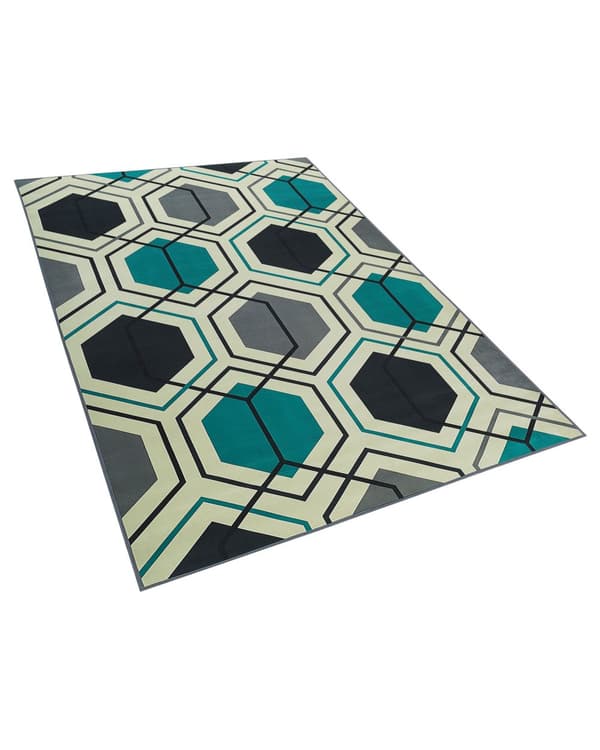 Matta Flerfärgad Polyestertyg Geometrisk Linjemönster Rektangulär 140 x 200 cm