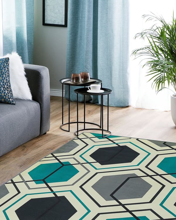 Matta Flerfärgad Polyestertyg Geometrisk Linjemönster Rektangulär 140 x 200 cm