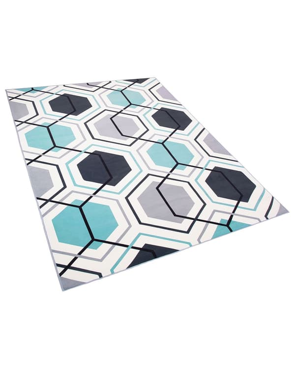 Matta Flerfärgad Polyestertyg Geometrisk Linjemönster Rektangulär 160 x 230 cm