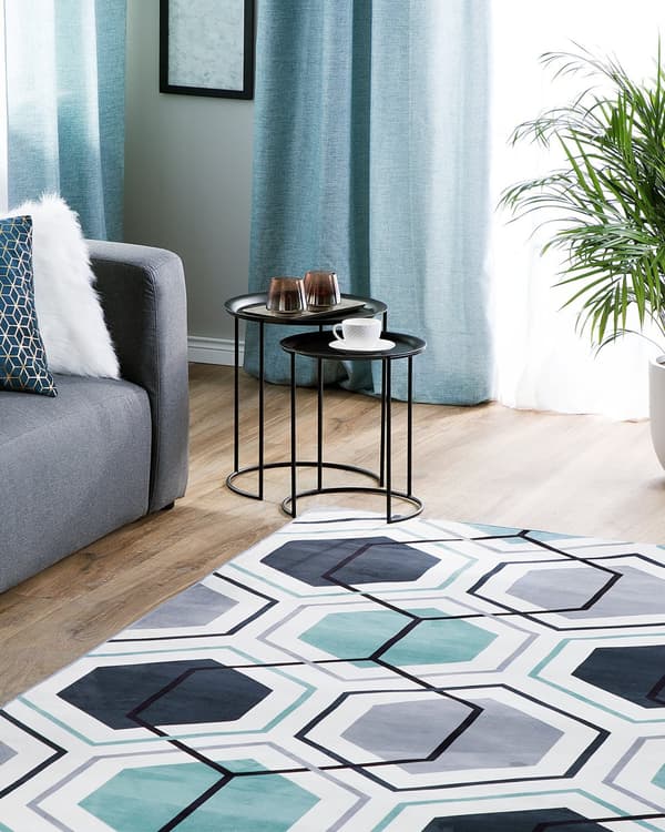 Matta Flerfärgad Polyestertyg Geometrisk Linjemönster Rektangulär 160 x 230 cm