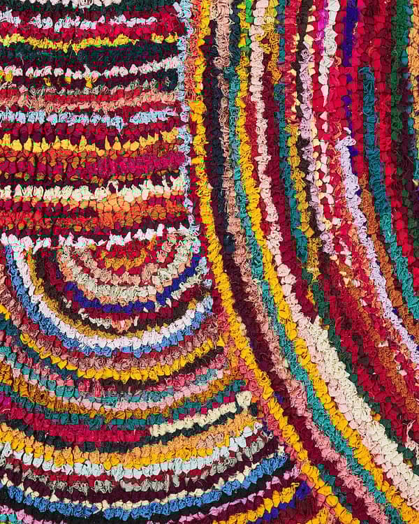 Kludetæppe Flerfarvet Rød Nuance i Polyester og Bomuld 160 x 230 cm Rektangulært Abstrakt Mønster Håndvævet Boho dekoration