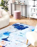 Miniatyrbillede 2 af 5: Gulvtæppe Blå Nuance Flerfarvet Polyester 160 x 230 cm Rektangulær med Skrid Sikker Bundlag Abstrakt Mønster Stue Soveværelse Dekoration