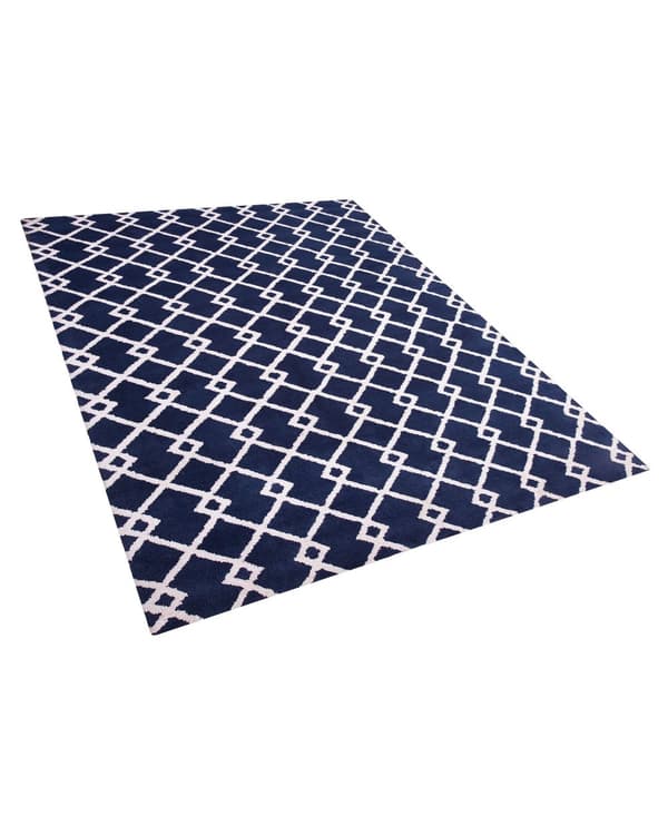 Tæppe Blå Stof 160 x 230 cm Geometrisk Rektangulær Moderne Stil