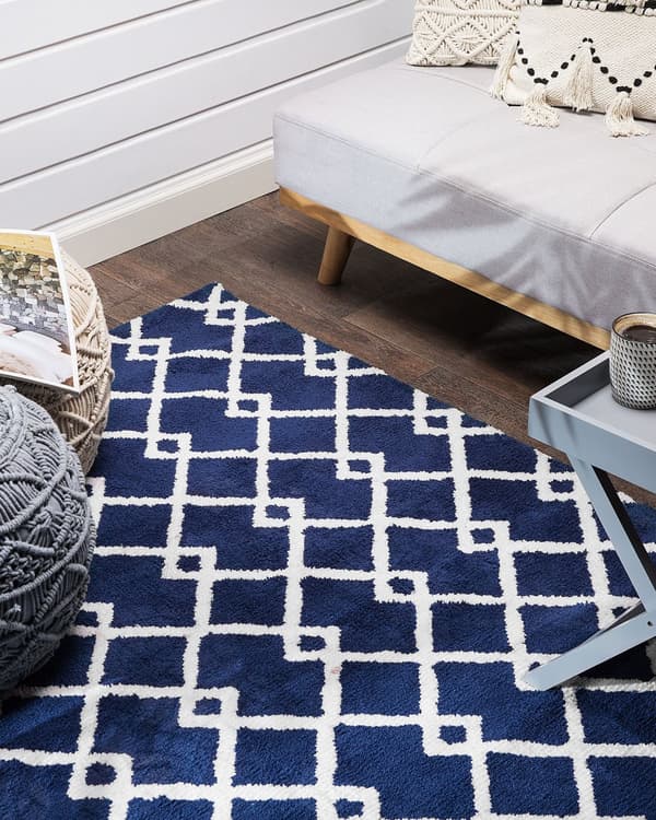 Tæppe Blå Stof 160 x 230 cm Geometrisk Rektangulær Moderne Stil
