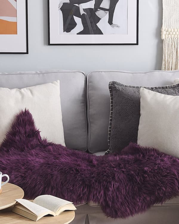 Fåreskind Shaggy 65 x 110 cm ulden lilla
