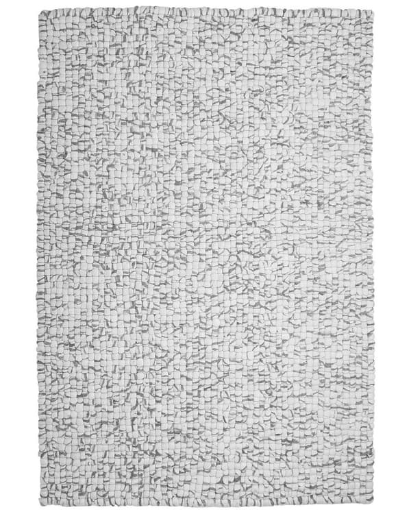 Tæppe Lysegrå uld med filtkugler 160 x 230 cm Håndvævet velegnet til gulvvarme dekor stue og værelsesindretninger