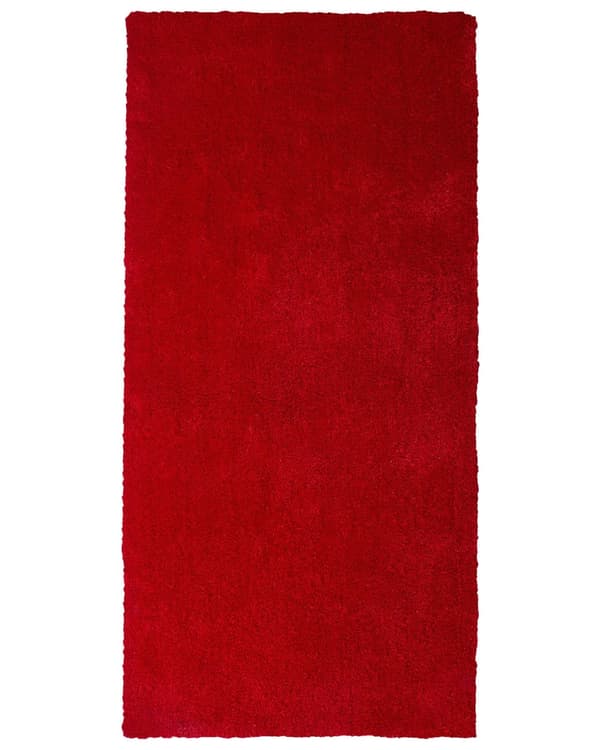 Gulvtæppe Rød Polyester og Bomuld 80 x 150 cm Moderne Shaggy Korthåret Fluffy Tæppe til Under Sofa og Spisebord Tilbehør Soveværelse stil