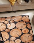 Miniatyrbillede 2 af 6: Gulvtæppe Brun Sort Polyester 80 x 150 cm Dekorativ Fladvævet Løs Tæppe til Stue Entré med Træstubbe Mønster Lav Luv Indendørs Tilbehør