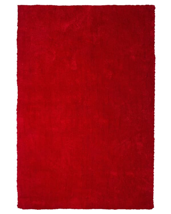 Gulvtæppe Rød Polyester og Bomuld 140 x 200 cm Moderne Shaggy Korthåret Fluffy Tæppe til Under Sofa og Spisebord Tilbehør Soveværelse stil