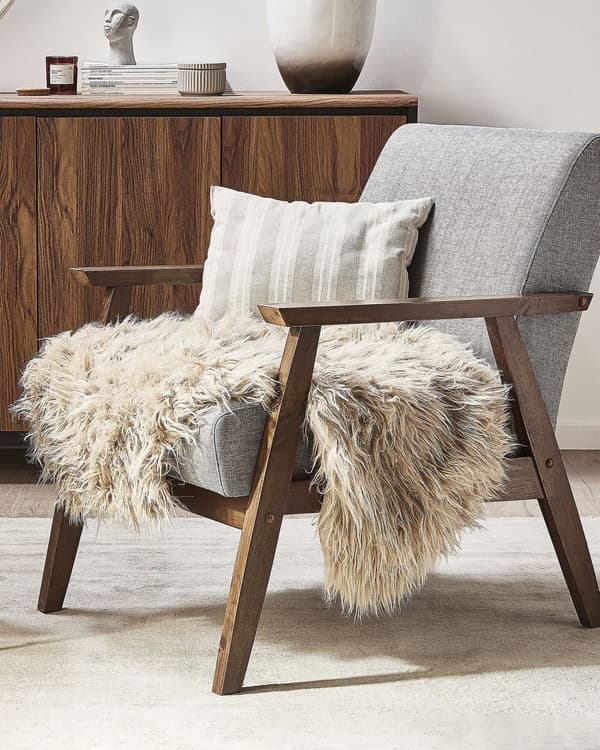 Lammeskind Beige 63 x 95 cm Dekorativt Imiteret Pels Tæppe