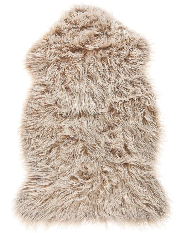 Lammeskind Beige 63 x 95 cm Dekorativt Imiteret Pels Tæppe