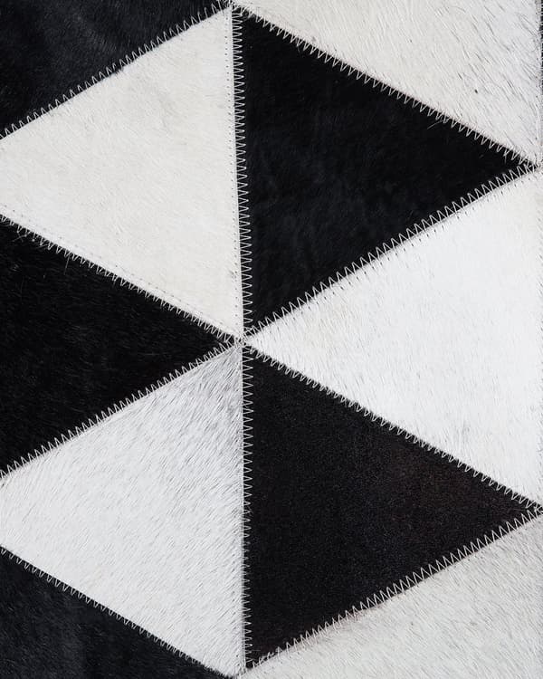 Tæppe Sort og Hvidt 140 x 200 cm Læder Geometrisk Mønster Trekanter Stue Soveværelse Moderne Stil