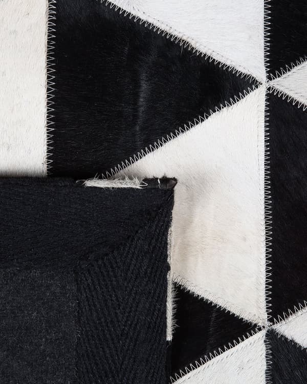 Tæppe Sort og Hvidt 140 x 200 cm Læder Geometrisk Mønster Trekanter Stue Soveværelse Moderne Stil